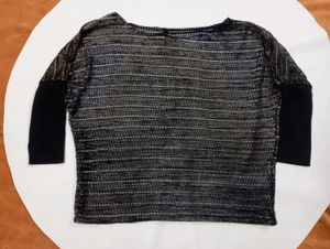 Very Stylish Black Golden With Silver Saini Top