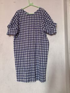 Blue Gingham Checkered Dress