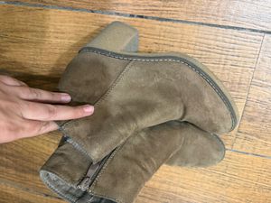 Suede Ankle Boots with Block Heel