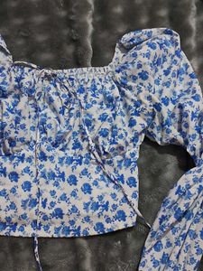 Chic Floral Print Puff Sleeve Top