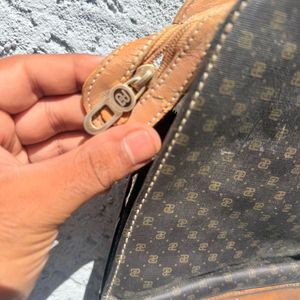 Vintage Logo Print Leather Handbag
