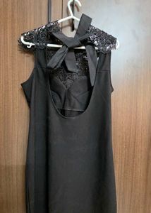 Elegant Black Lace Trim Dress