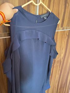Navy Blue Shoulder Cut Top