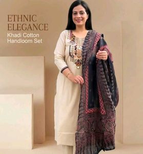 Elegant Khadi Cotton Handloom Kurta Set