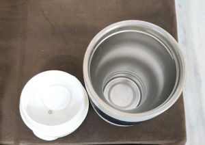Stylish White Travel Mug with Black Grip
