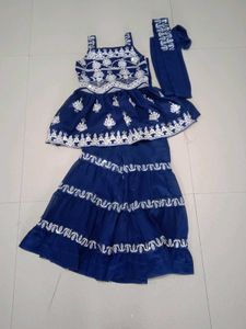 Girls' Blue Embroidered Set