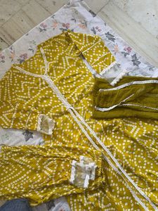 Yellow Bandhani Print Kurta Set with Dupatta