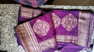 Purple pure dola Silk Saree with stone