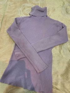 Lilac Ribbed Turtleneck Knit Top