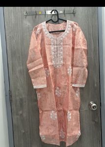 Elegant Peach Embroidered Kurta