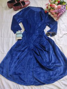 Vintage Blue Velvet Midi Dress