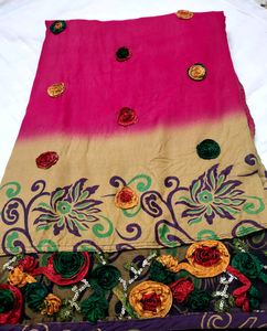 Riboon Handwork Saree With Designer Blouse