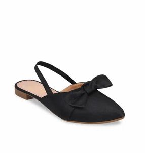 Stylish Black Slingback Flats with Bow Detail