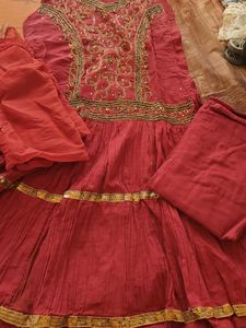 Embellished Maroon Ethnic designer full kurta set