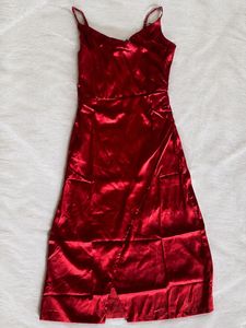 Shiny Red Slip Dress