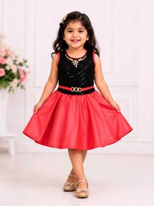 Sparkly Black & Red Party Dress for Girls