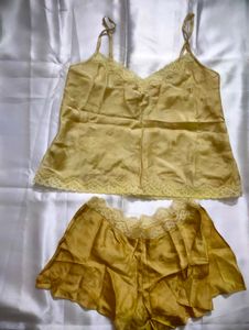 Lace Trimmed Silk Camisole &amp; Shorts Set