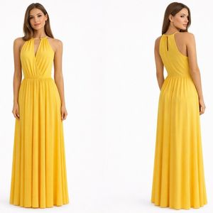 Ann Taylor Yellow halter Maxi Dress formal Gown