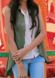Sleeveless Green Vest Top