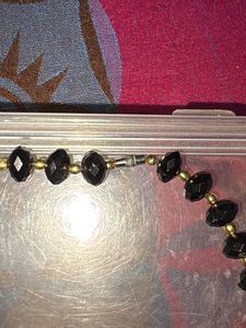 Elegant Black Beaded Necklace &amp; EAR  CUFF Set