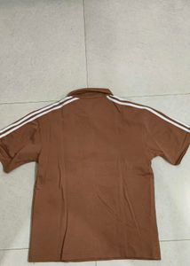 Adidas Brown 1/4 Zip Polo T-Shirt