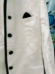 White Nehru Jacket with Black Trim