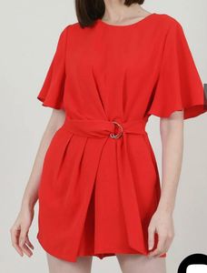 Zara Chic Red Belted Wrap Playsuit