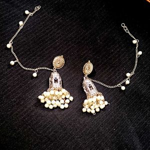 Oxidized Silver Bahubali Jhumka Earrings with Chai