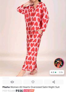 🚨!!!2 Cute Heart Print Satin Pajama Set
