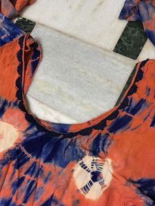 Tie-Dye Orange &amp; Blue Kurta Set