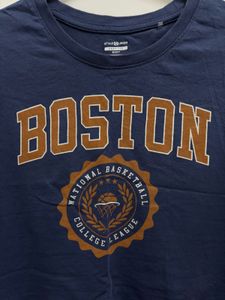 Cotton cropped Graphic Boston T-Shirt