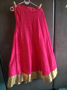 Elegant Gold &amp; Pink Anarkali Gown
