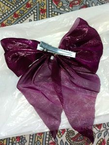 Purple Organza Bow Hair Clip