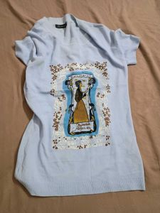 Light Blue Graphic Print Sweater