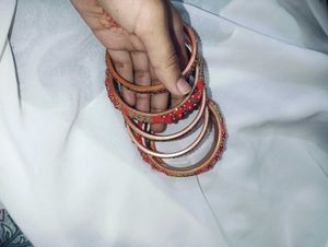 Beautiful Red &amp; Gold Bangles Set