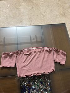Mauve Off-Shoulder Crop Top