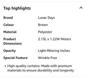 Door  🚪 Elegant Brown &amp; Cream Curtains of 1