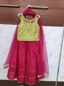 Green &amp; Pink Choli lehenga Set(On Cash - NO COINS)