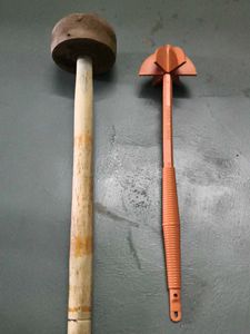 Vintage Butter Churner and Modern Whisk Set