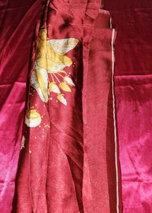 Elegant Maroon Saree with Floral Print