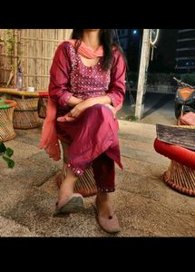 Combo Kalini Red Kurta And Silk Suit
