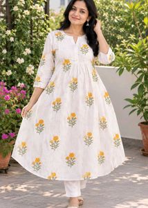 White Yellow Kurta