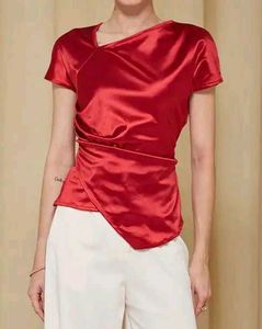 Shein Cute Asymmetrical Neck Tie-Up Extended Sleev