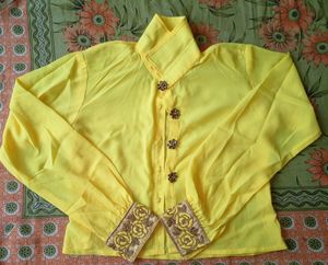 Yellow Top And Skirt With Belt