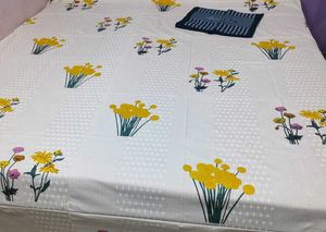 Cotton Flower Print King Size Double Bed Bedsheet