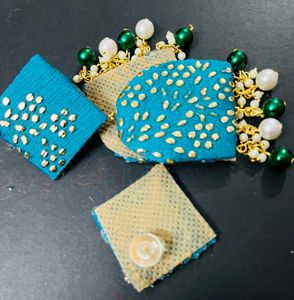 2 Pair Combo Fabric Fancy Long Size Earrings