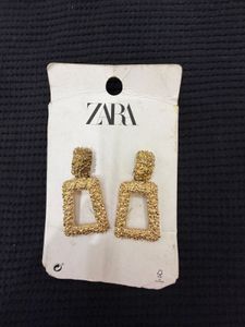 Zara Gold Textured Drop Earrings
