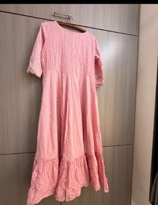 Elegant Pink Bandhani Gown