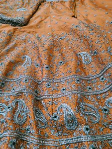 Dabka Embroidery Orange Lehenga Choli Set
