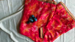 Vibrant Tie-Dye Saree with Blouse